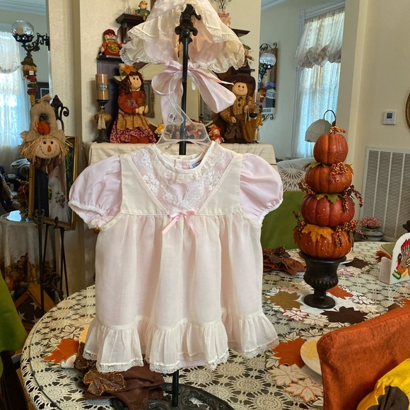 Nana’s Pet Vintage Toddler girls Pinafore Dress with matching Bonnet size 2 - Picture 13 of 16